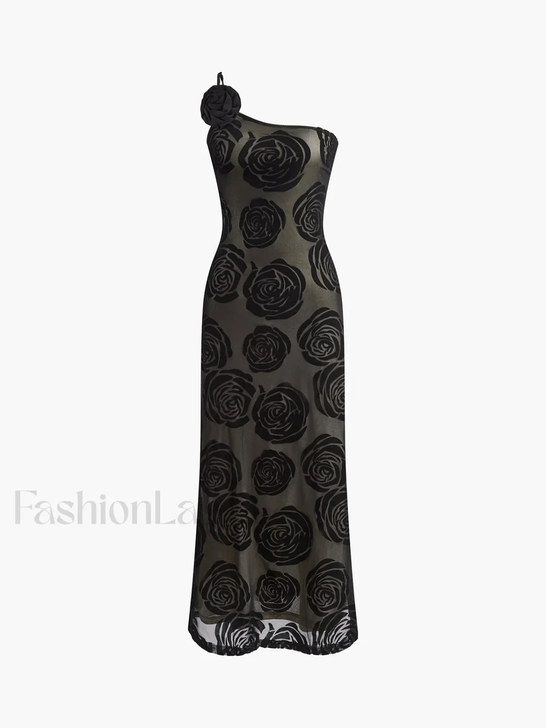 Jacquard Floral Asymmetrical Long Dress Secondary image