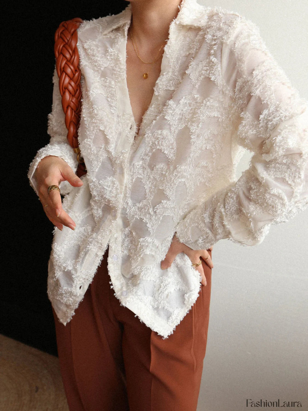 Jacquard Floral Graceful Collared Shirt Shirts