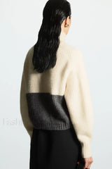 Jacquard Knit Wool Blend Cardigan