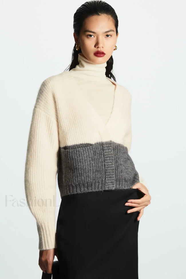 Jacquard Knit Wool Blend Cardigan Grey / S Main image
