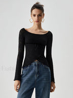 Jacquard Lace Semi sheer Trendy Bowknot Crossover Blouse Blouses