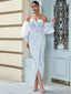 Jacquard Split Blue Maxi Dress Light Blue / XS