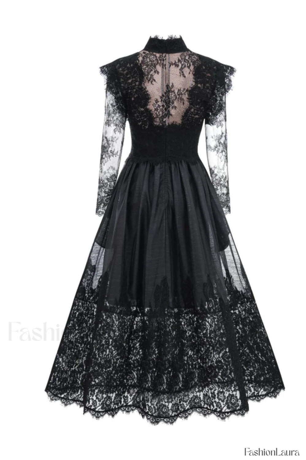 Jamie Black Floral Charming Lace Stitching Dress