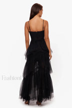 Jasmine Long Spaghetti Charming Strap Mesh Corset Gown
