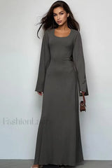 Jaye Long Stylish Sleeve Maxi Dress S / Dark Gray