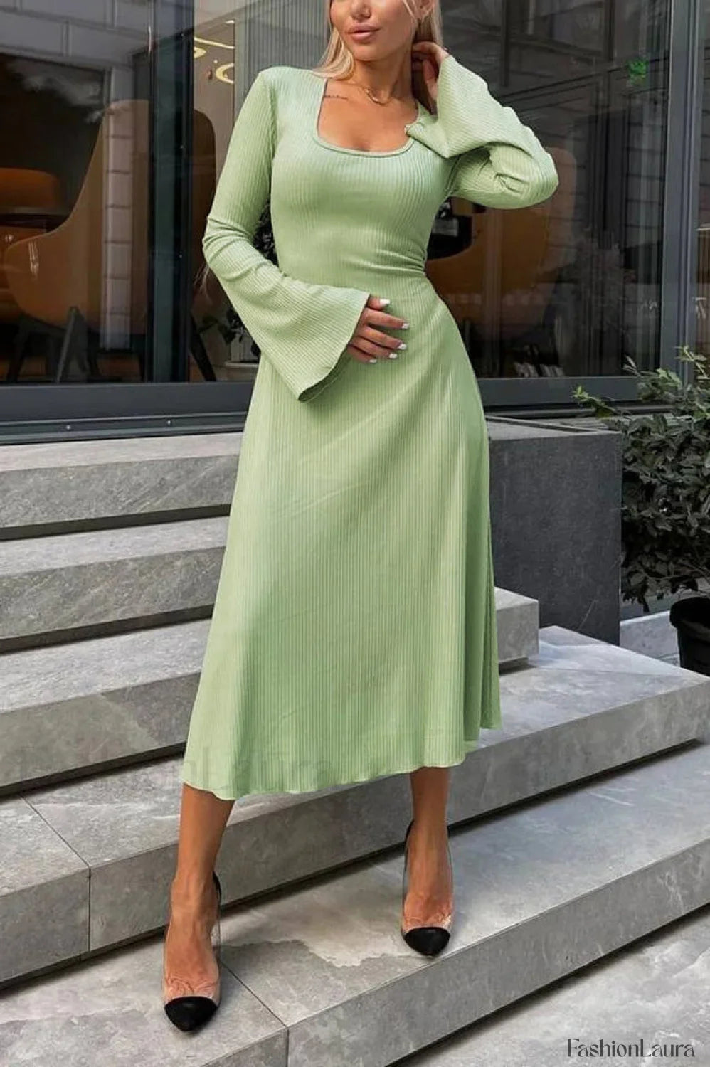 Jaye Long Stylish Sleeve Maxi Dress S / Olive