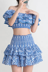Jessica Bara Stylish Vanessa Ruffle Set S / Blue