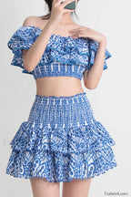 Jessica Bara Stylish Vanessa Ruffle Set S / Blue