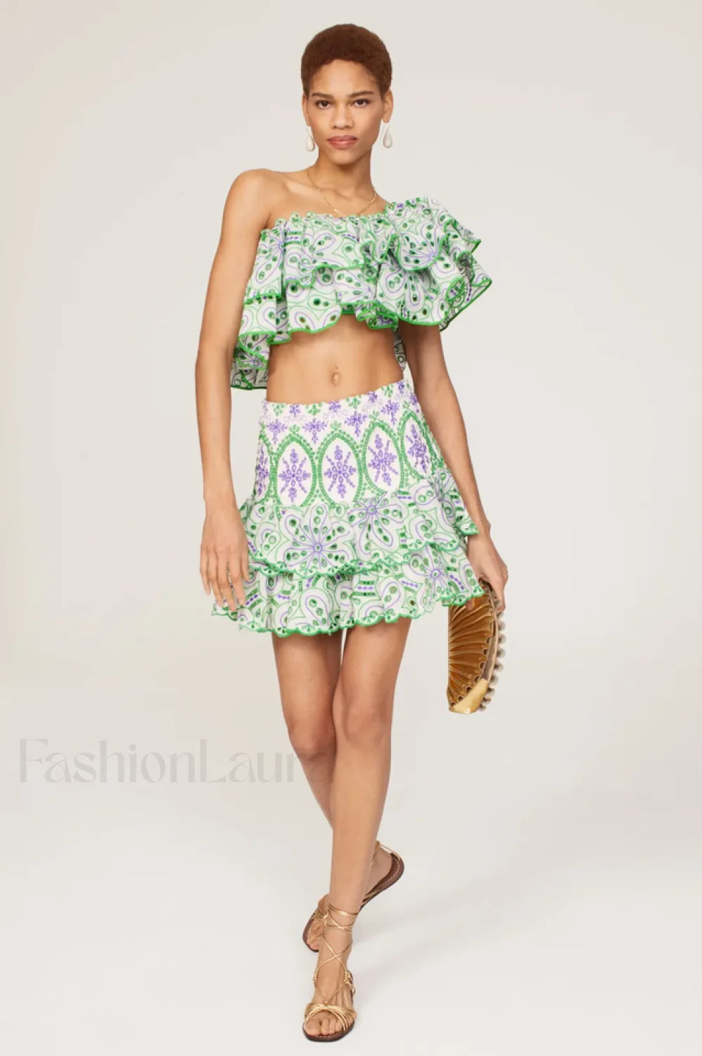 Jessica Bara Stylish Vanessa Ruffle Set S / Green