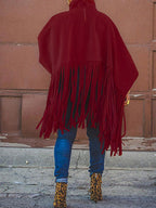Solid Fringed Suede Top Sweatshirts & Hoodies L