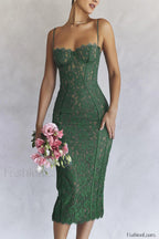 Joelle Forest Stylish Lace Midi Dress