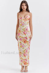 Josefina Ivory Stylish Floral Maxi Dress XS / Ivory Floral