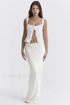 Juana White Stylish Broderie Anglaise Top