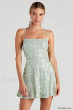 Julianna Sleeveless Stylish Sequin Party Dress XS / Sage