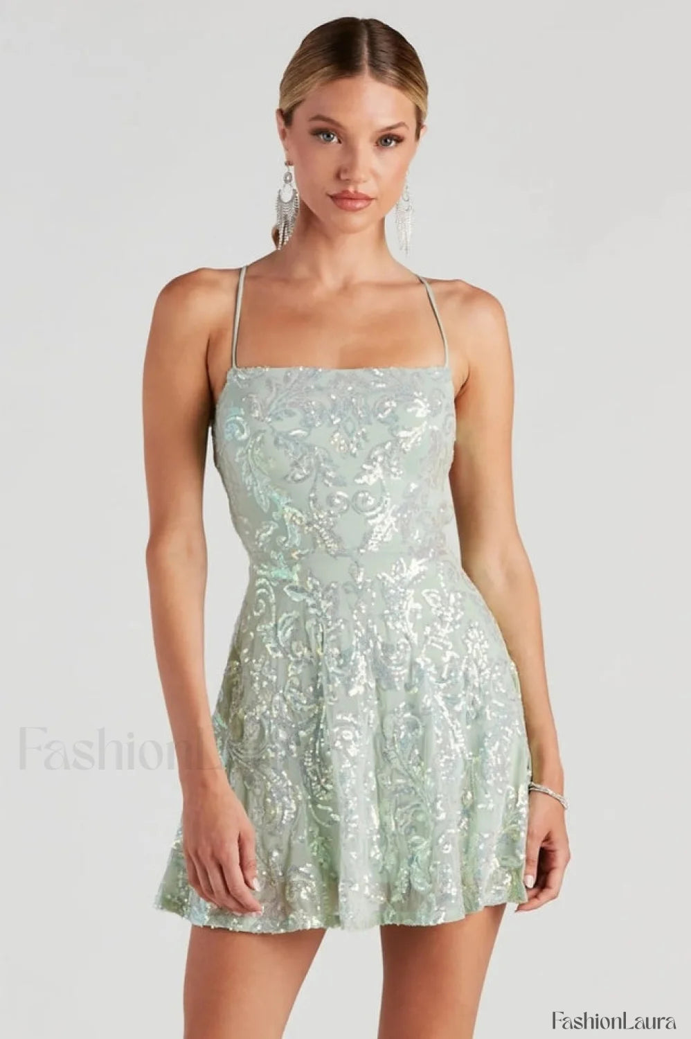 Julianna Sleeveless Stylish Sequin Party Dress XS / Sage