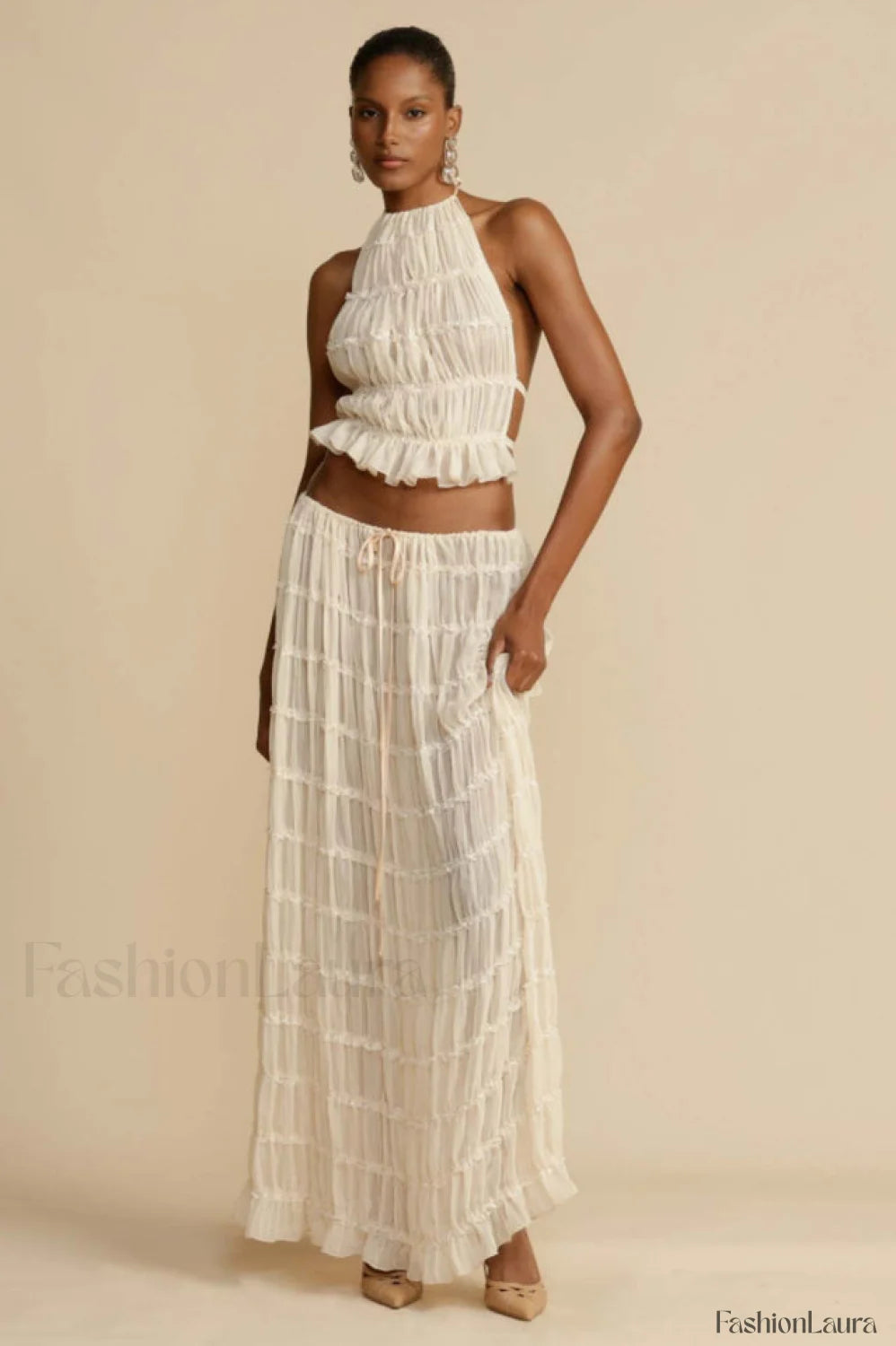 Julie Bella Top Charming & Skirt Set S / Ivory