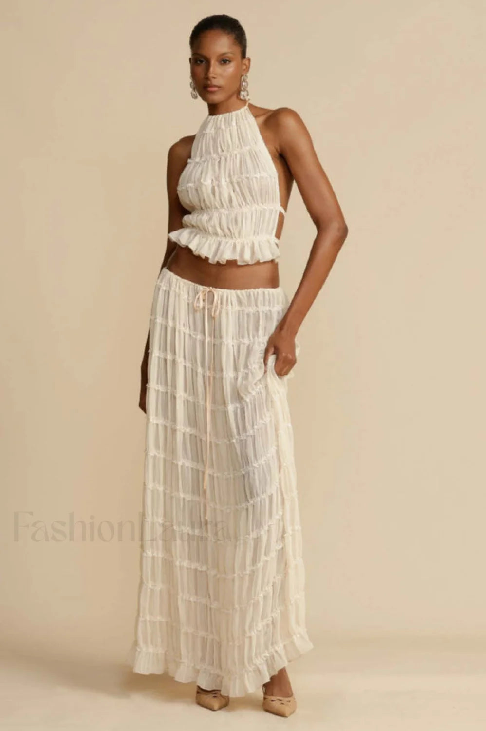 Julie Bella Top Charming & Skirt Set S / Ivory