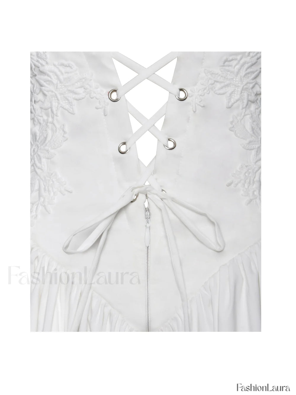 Kadi White Cotton Drop Graceful Waist Corset Mini Dress Dresses