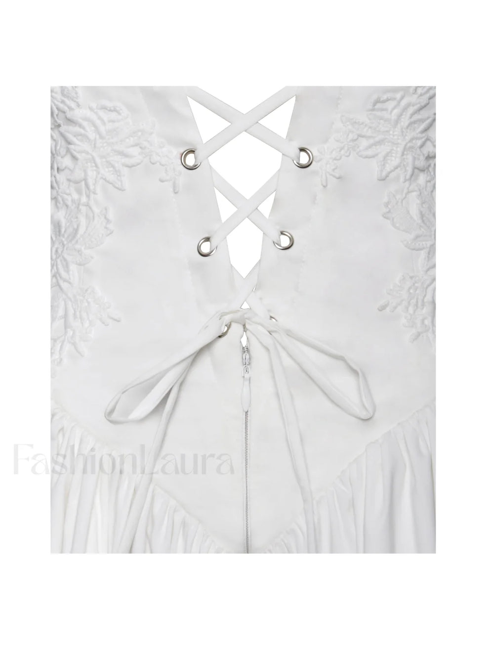 Kadi White Cotton Drop Graceful Waist Corset Mini Dress Dresses