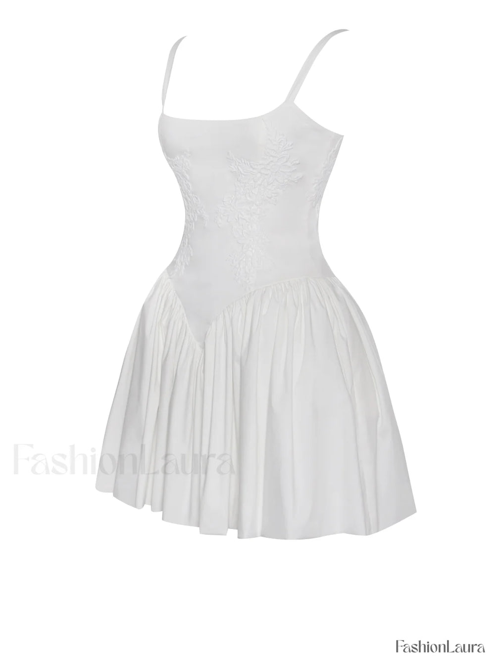 Kadi White Cotton Drop Graceful Waist Corset Mini Dress Dresses