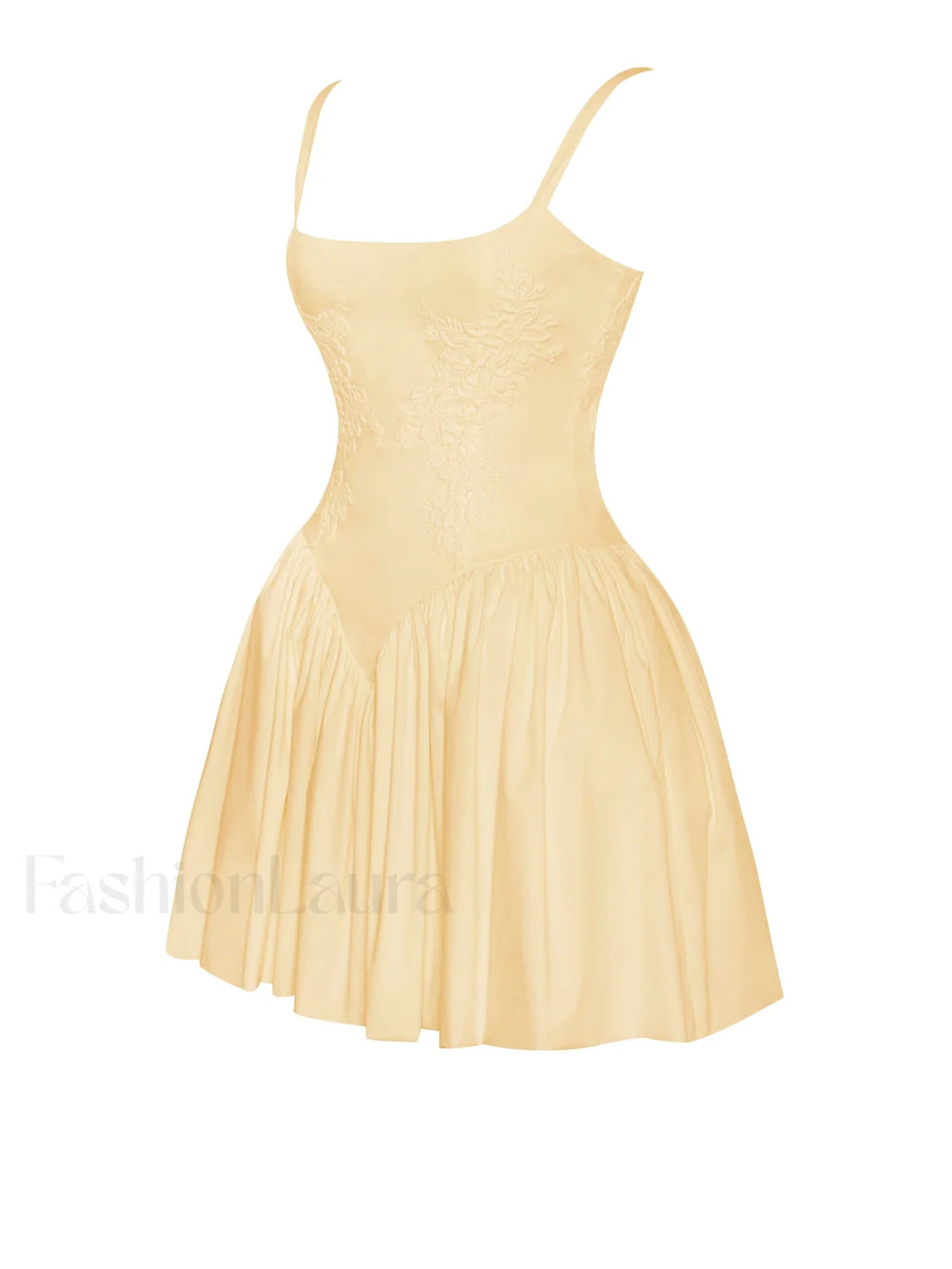Kadi Yellow Cotton Drop Graceful Waist Corset Mini Dress Dresses