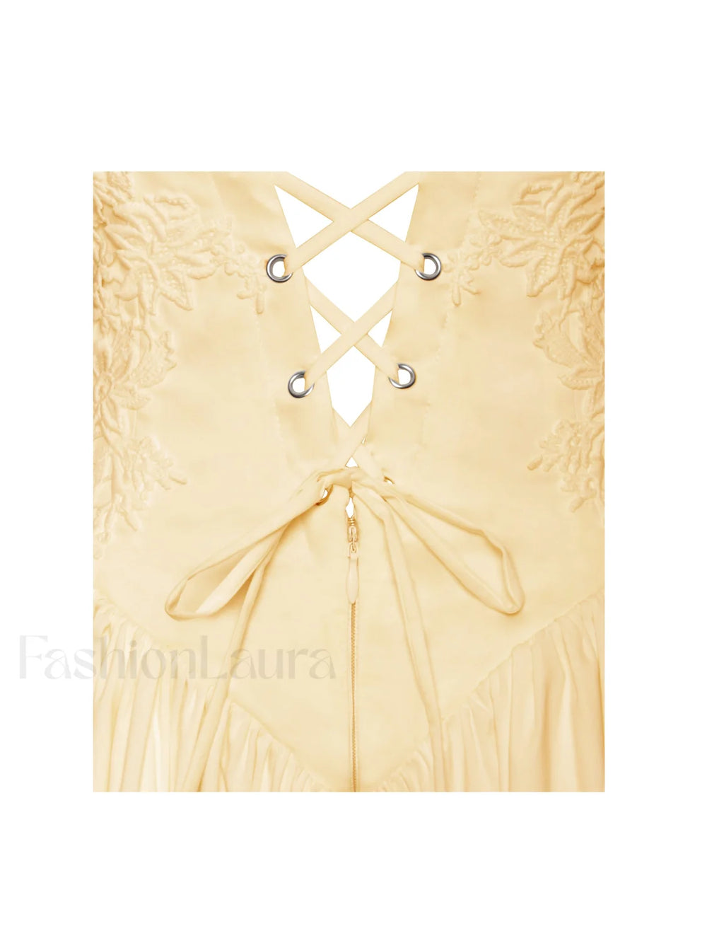 Kadi Yellow Cotton Drop Graceful Waist Corset Mini Dress Dresses