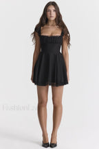 Kaia Black Stylish A Line Mini Dress