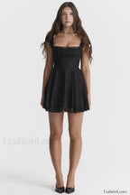 Kaia Black Stylish A Line Mini Dress