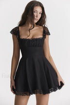 Kaia Black Stylish A Line Mini Dress XS / Black