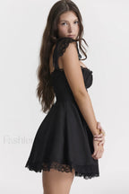 Kaia Black Stylish A Line Mini Dress