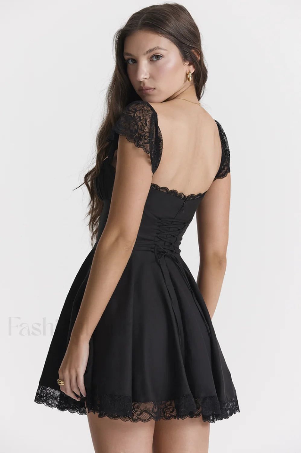 Kaia Black Stylish A Line Mini Dress