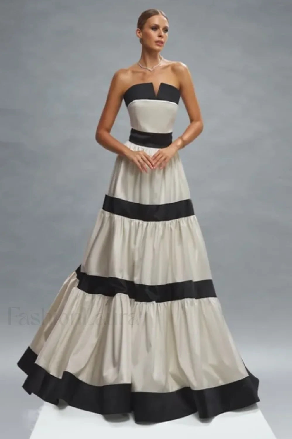 Karen Colorblock Stylish Bowknot Maxi Dress Secondary image