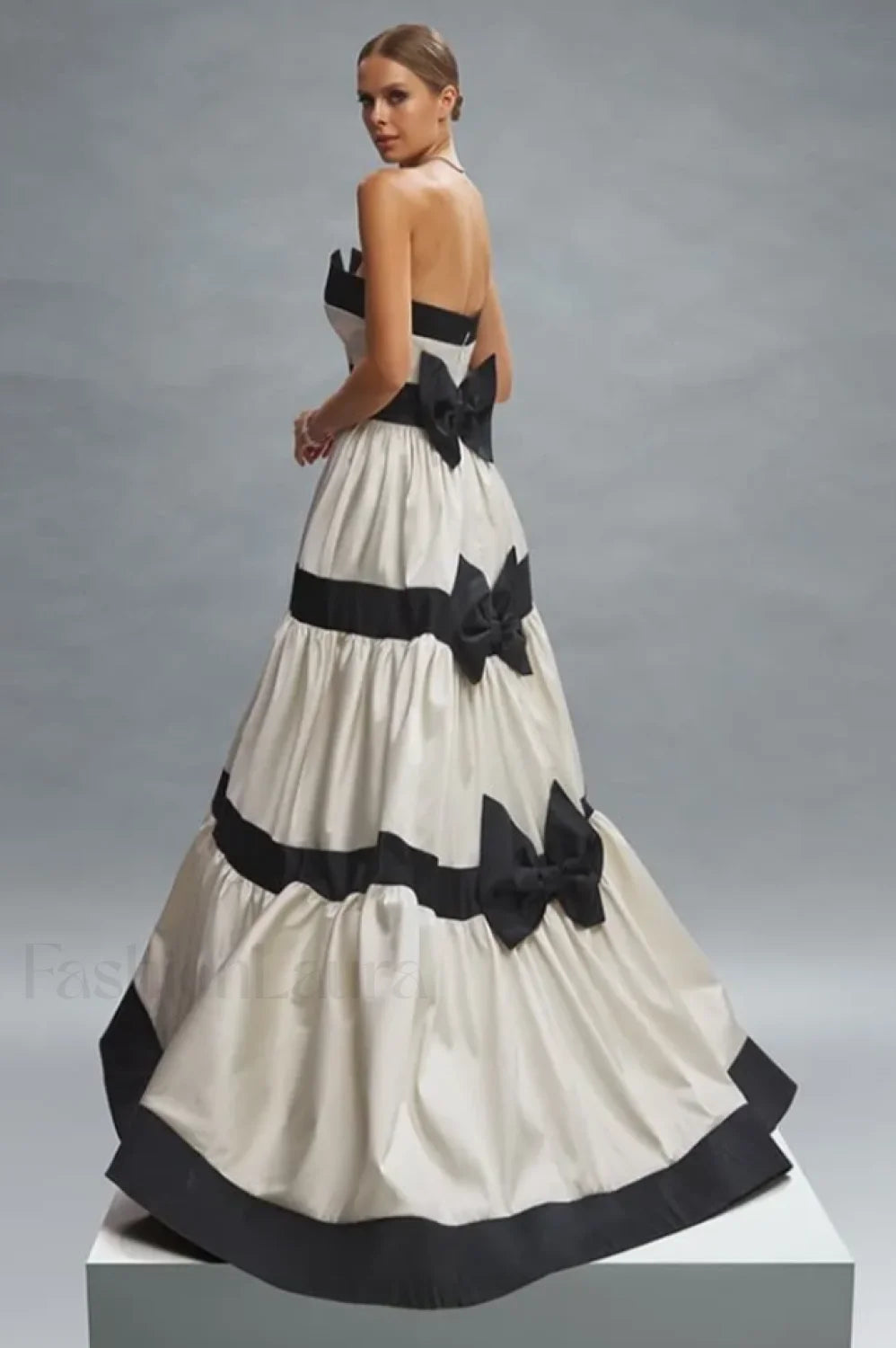 Karen Colorblock Stylish Bowknot Maxi Dress Main image