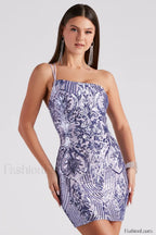 Karla Sequin Iridescent Charming Bodycon Party Dress XS / Lavender