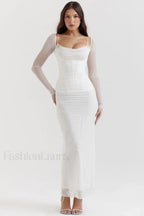 Katarina Black Stylish Maxi Dress XS / White