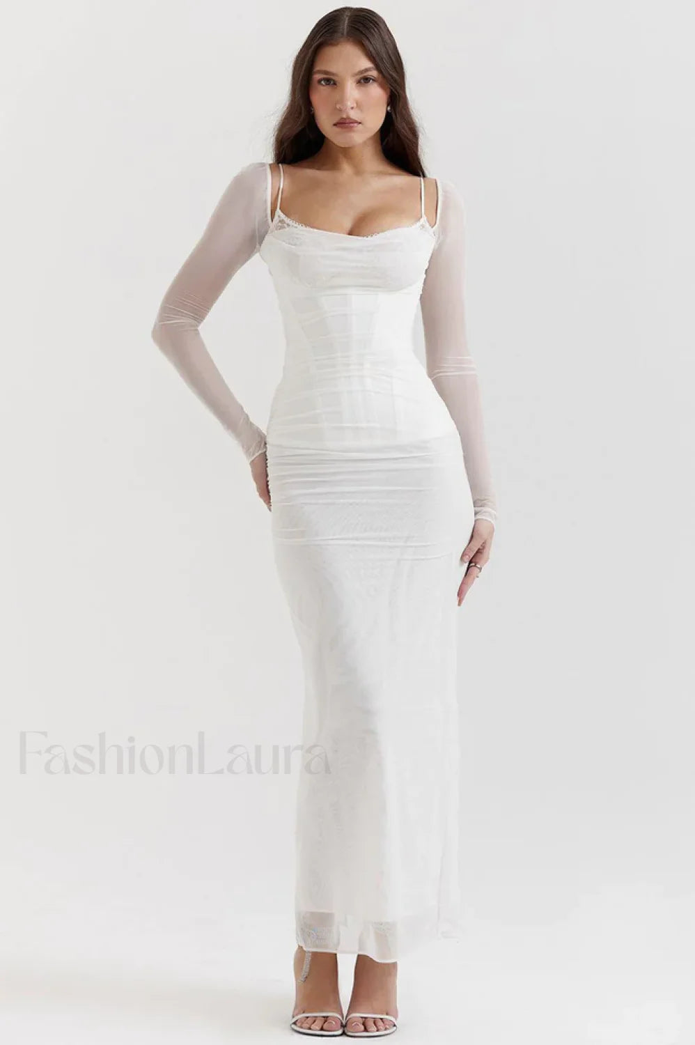 Katarina Black Stylish Maxi Dress XS / White