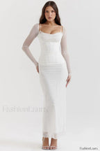 Katarina Black Stylish Maxi Dress XS / White