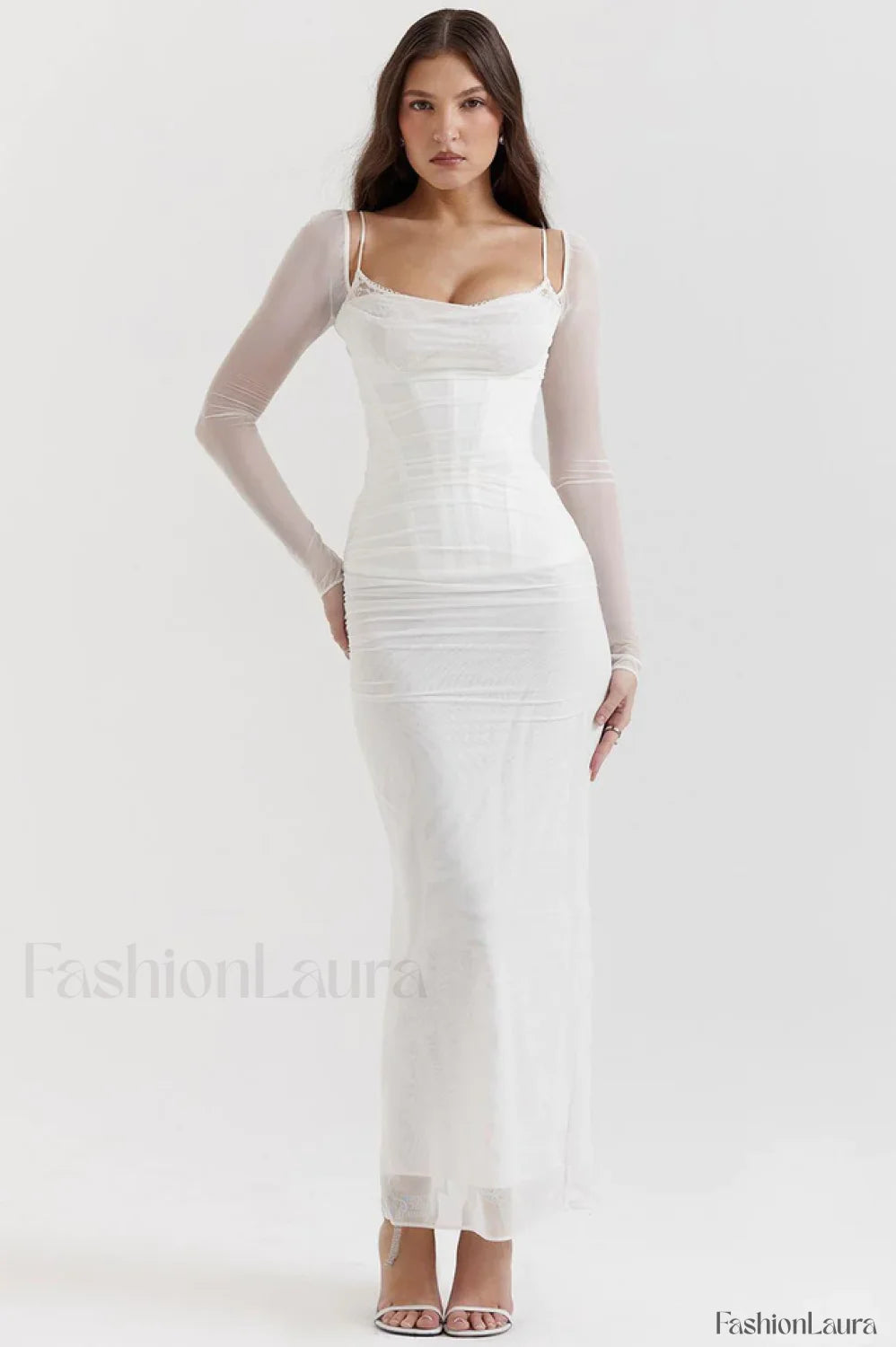 Katarina Black Stylish Maxi Dress XS / White