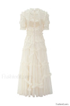 Kinley Ruched Ruffle Charming Hem Maxi Dress