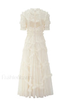 Kinley Ruched Ruffle Charming Hem Maxi Dress