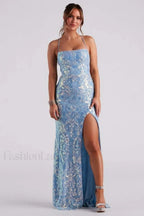 Kinsley Formal Stylish Sequin Mermaid Dress S / Blue