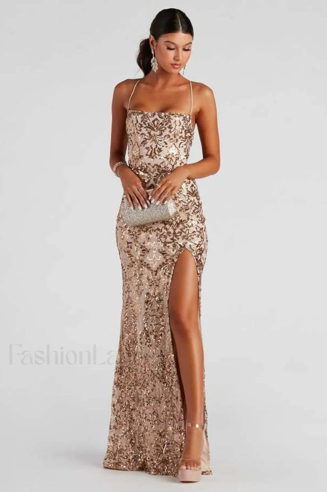 Kinsley Formal Stylish Sequin Mermaid Dress S / Gold Main image