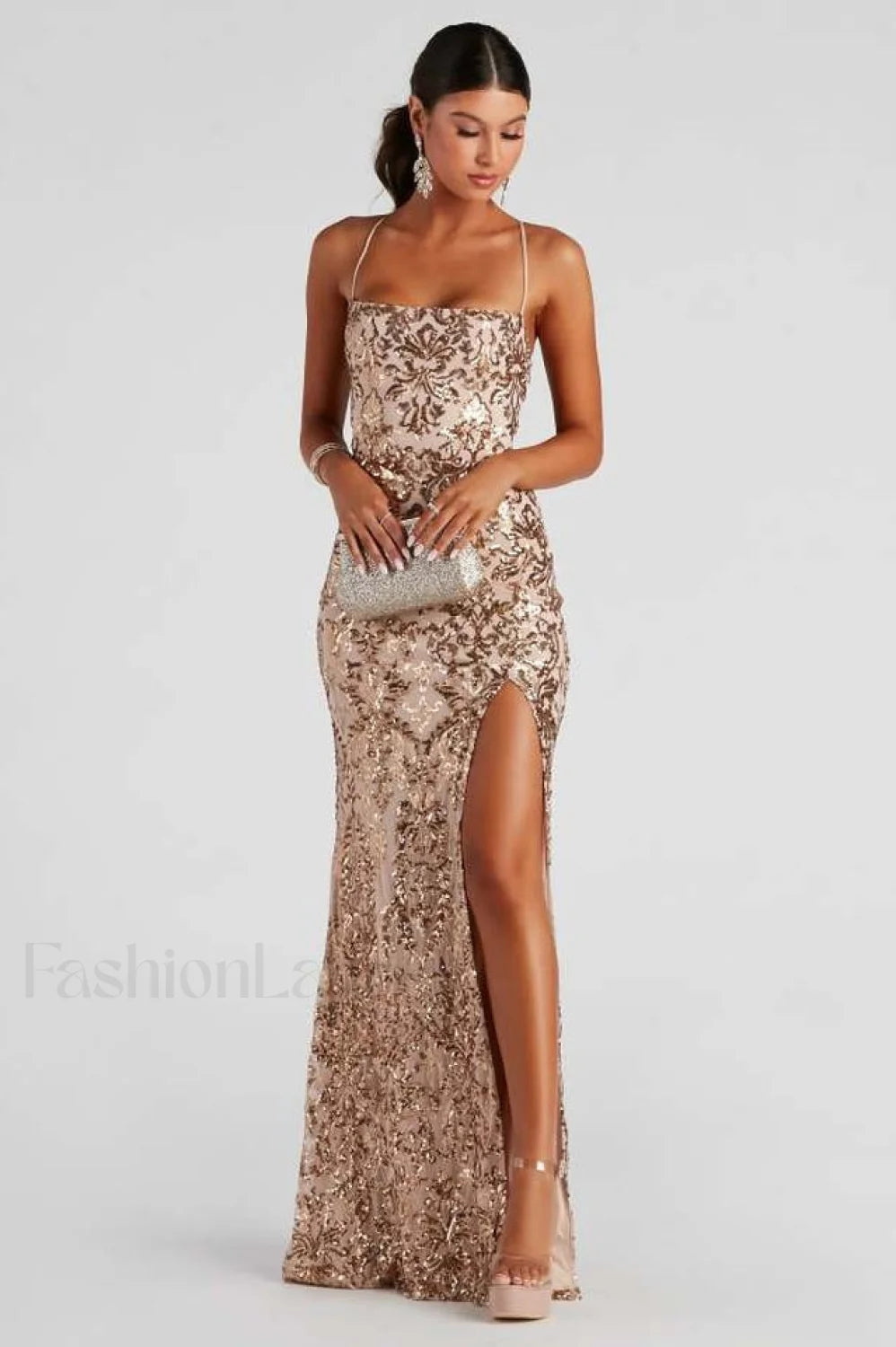 Kinsley Formal Stylish Sequin Mermaid Dress S / Gold Main image