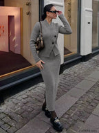 Knit Asymmetric Graceful Button Cardigan Sweaters L