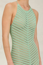 Knit Cutout Halter Bodycon Maxi Dress
