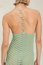 Knit Cutout Halter Bodycon Maxi Dress