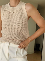 Knit Hollow Graceful Solid Vest Tank Tops & Camis