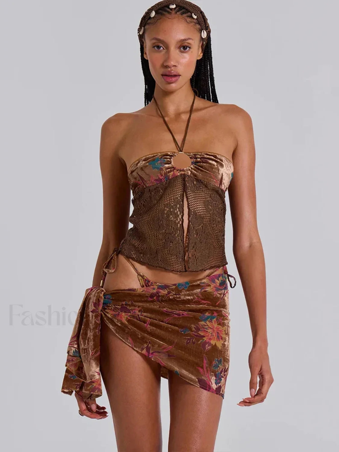 Knit Lace Brief Skirt Three Piece Set