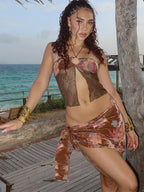 Knit Lace Brief Skirt Three Piece Set