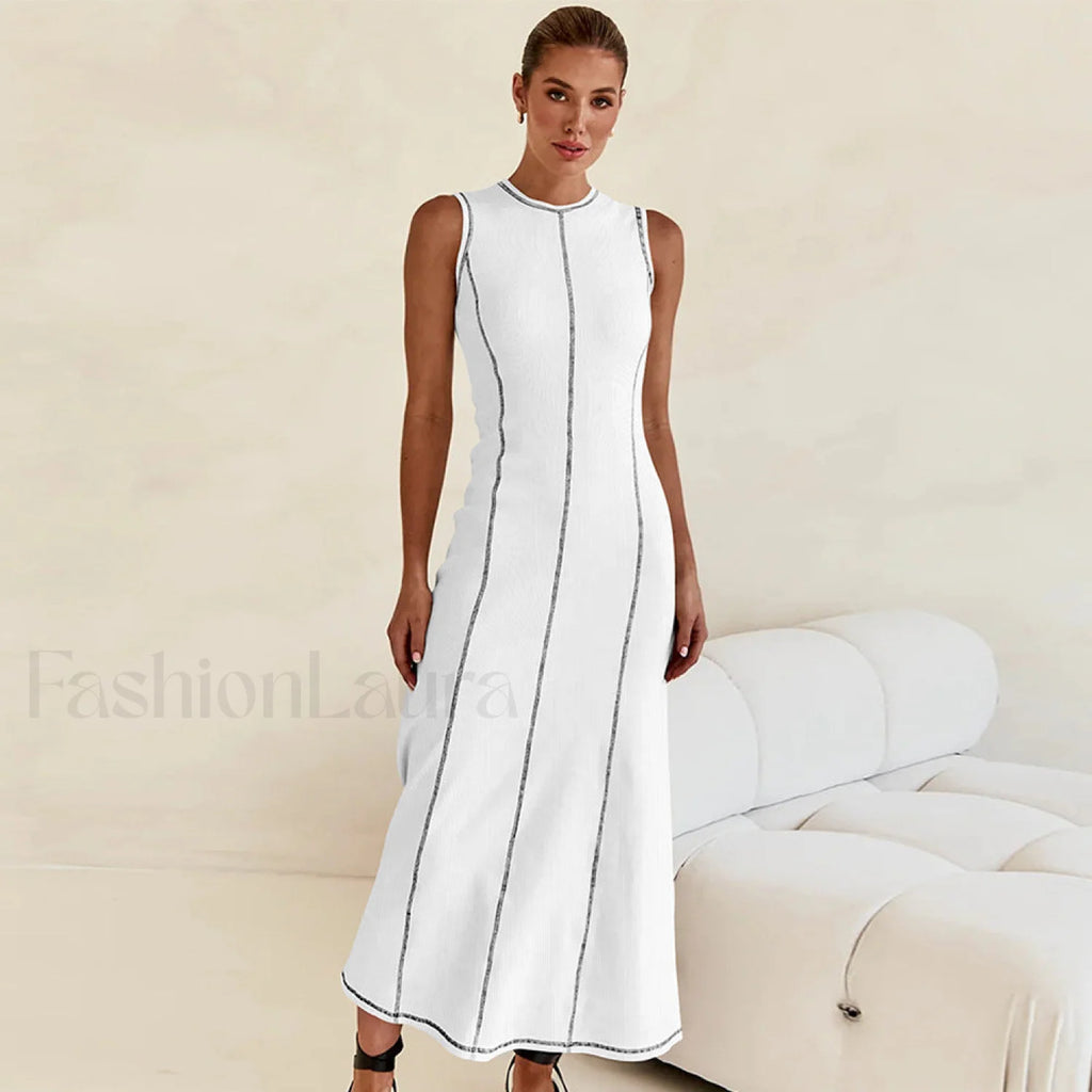 Knit Sleeveless A Line Retro Work Dress